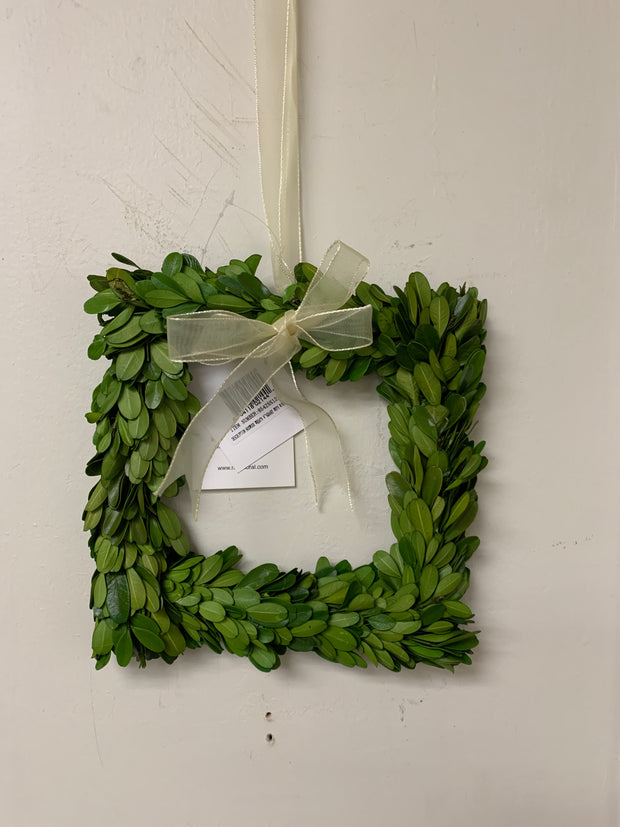 Mills Floral 8” Square Boxwood Wreath