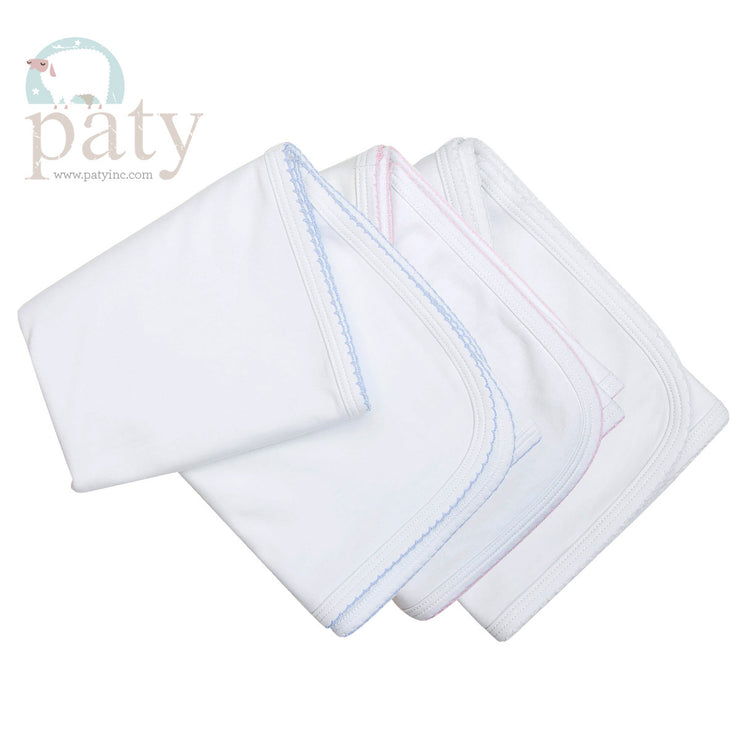Paty Inc - White Blanket with Blue Trim