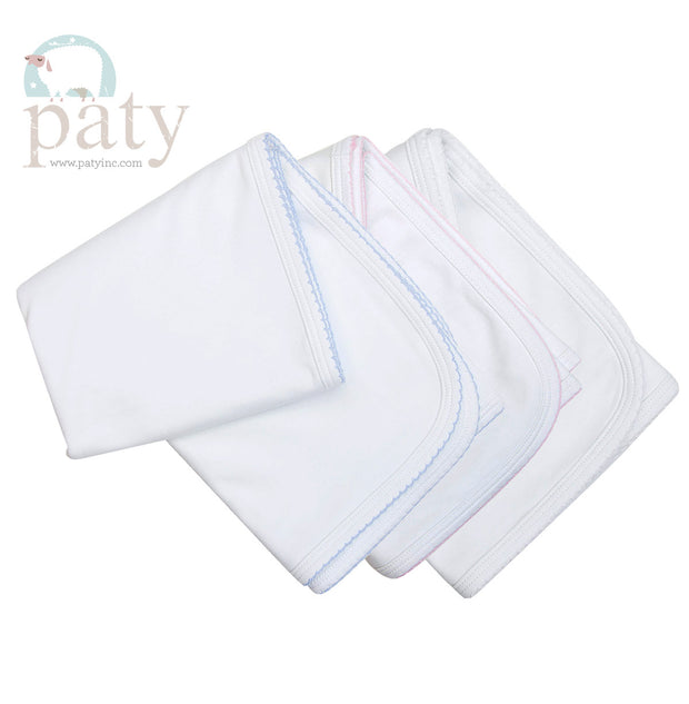 Paty Inc - White Blanket with Pink Trim